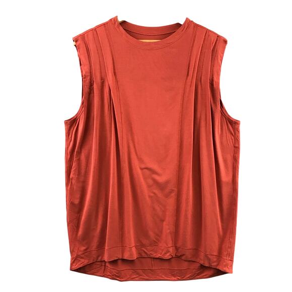 Lululemon Women Modal Pleated Shoulder Tank Top Red Rock Rust Orange Relaxed - Picture 1 of 7